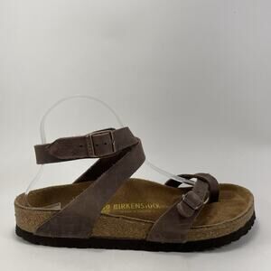 Birkenstock Yara Ankle Strap Sandals Womens Size 39 US 8-8.5 Oiled Leather Brown